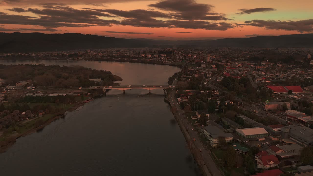Drone shot of Valdivia City in Chile.