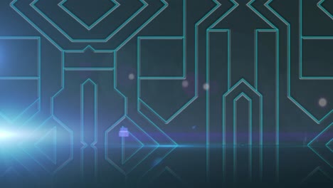 Animation of blue digital lines with glowing light on blue background