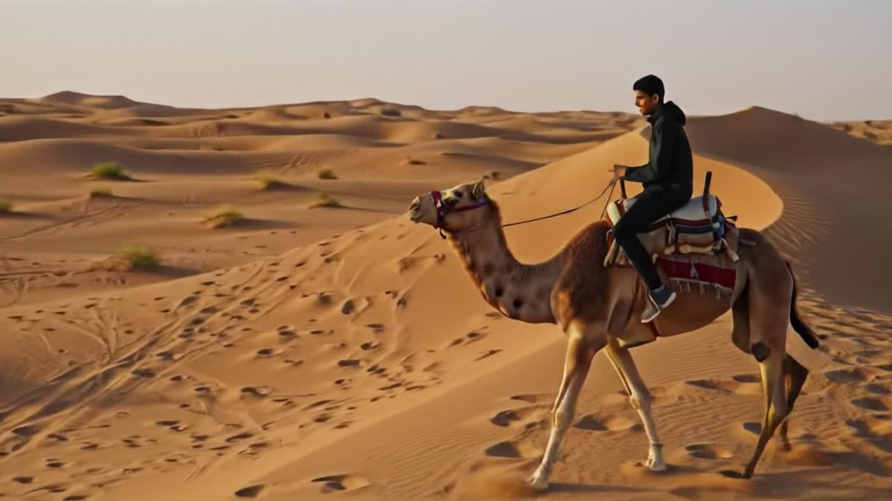 Experience the magic of riding a camel through vast golden sands as the sun sets. The quiet beauty of the desert creates a serene backdrop for this unforgettable journey.