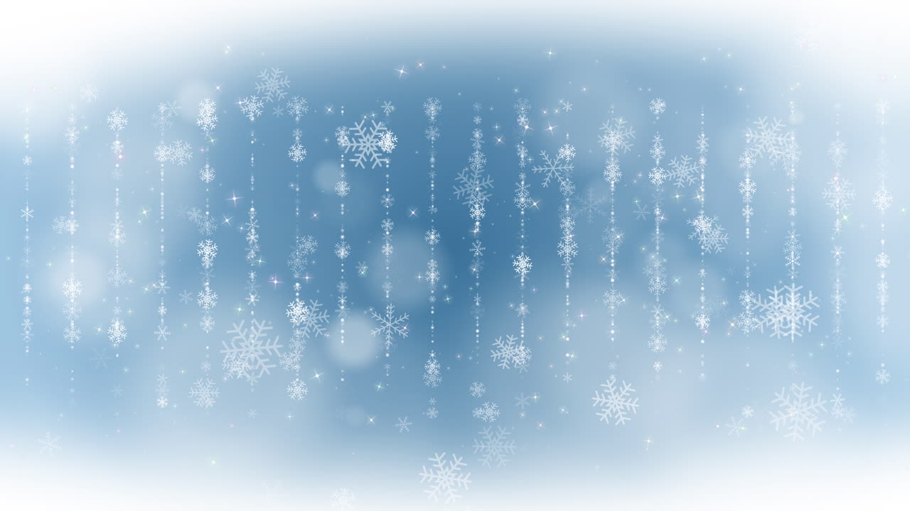 Animation of winter frozen blue background texture with snowflakes traces. Looped motion graphic.