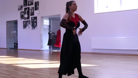 female dancer warming up before dancing