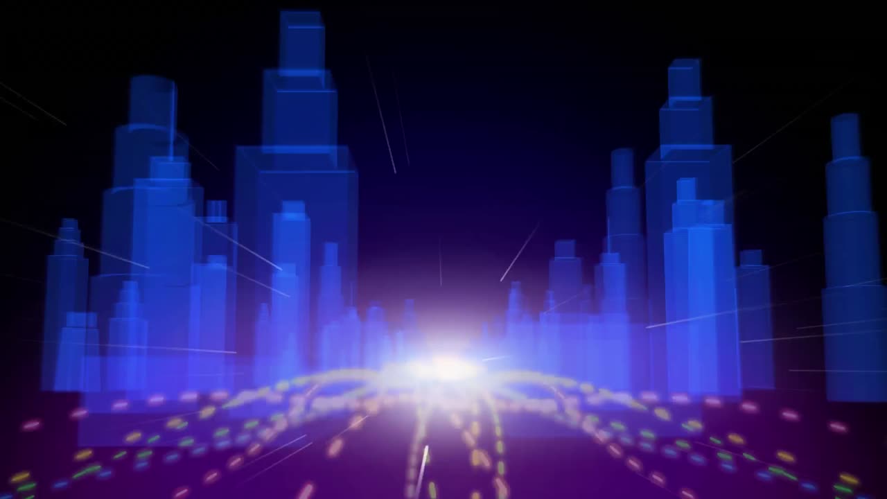 paisaje urbano sobre un fondo oscuro