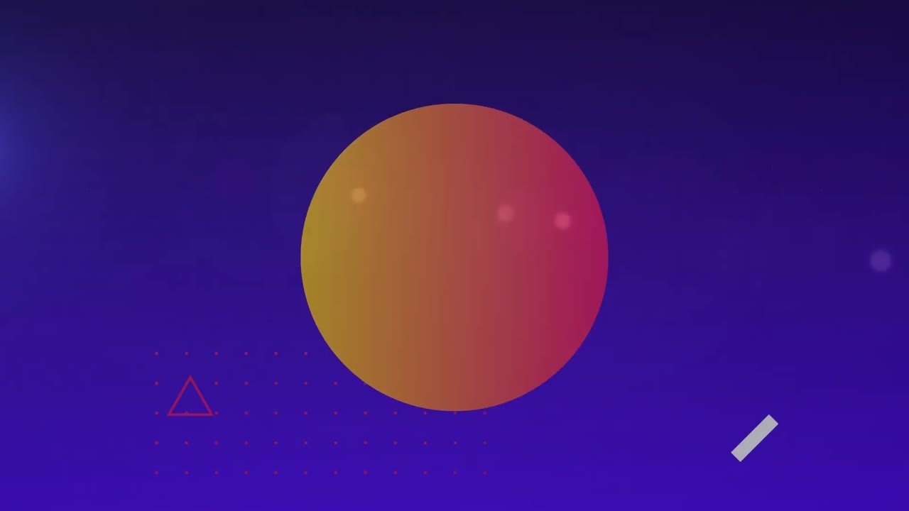 Digital animation of colorful abstract shapes moving against blue background