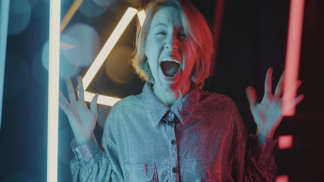 Woman Shouting in Neon Lights
