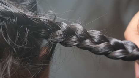 close up of braided hair