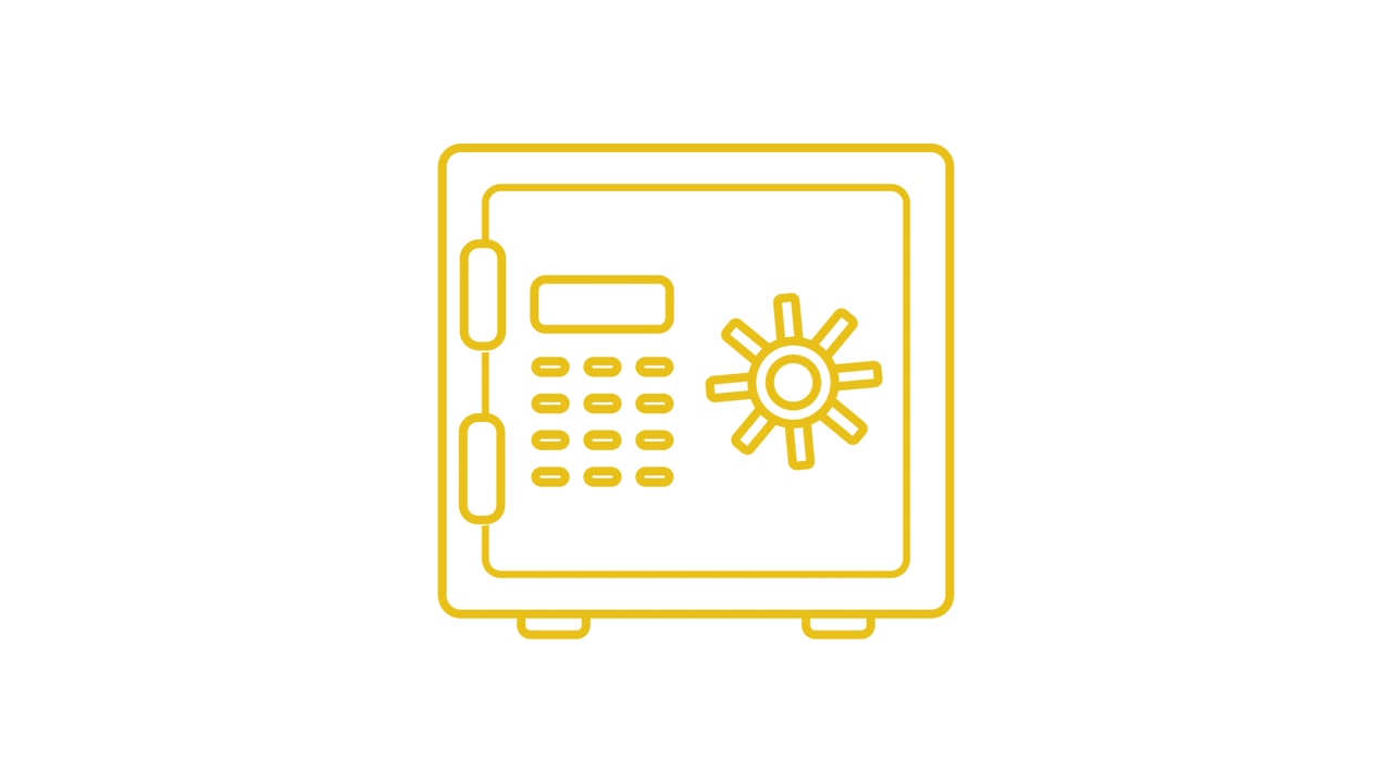Animated Yellow Line Icon of a Security Safe