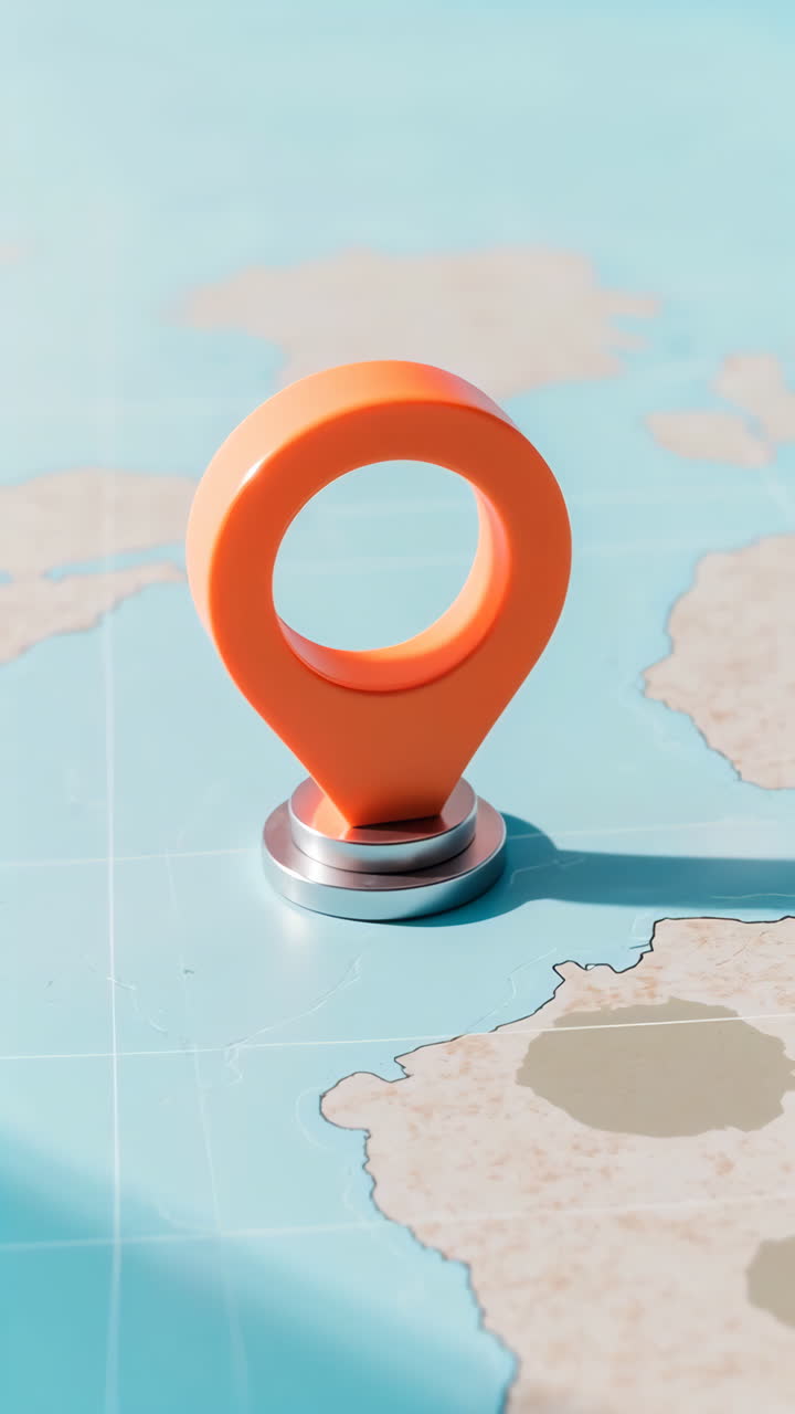 Orange Location Pin on a World Map
