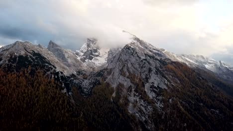 aerial time lapse near watzmann and hochkalter mountains, ramsau, berchtesgaden, germany