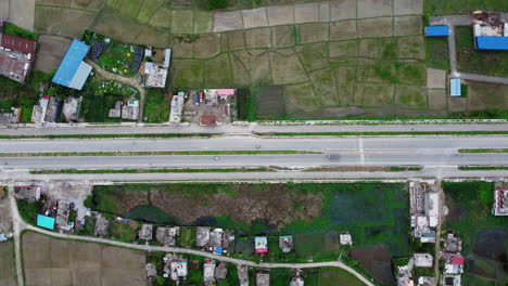 top view of vehicles driving on siddhartha highway in bhairahawa, nepal