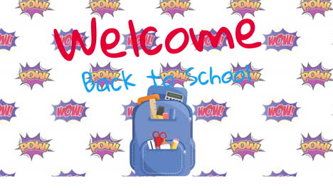 welcome back to school text and bag pack icon against white background