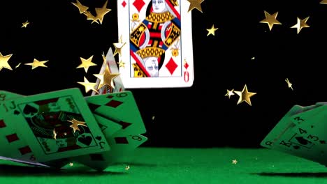 animation of moving stars over falling cards on green board