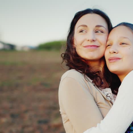 Mother-Gently-Hugs-Her-11-Year-Old-Daughter