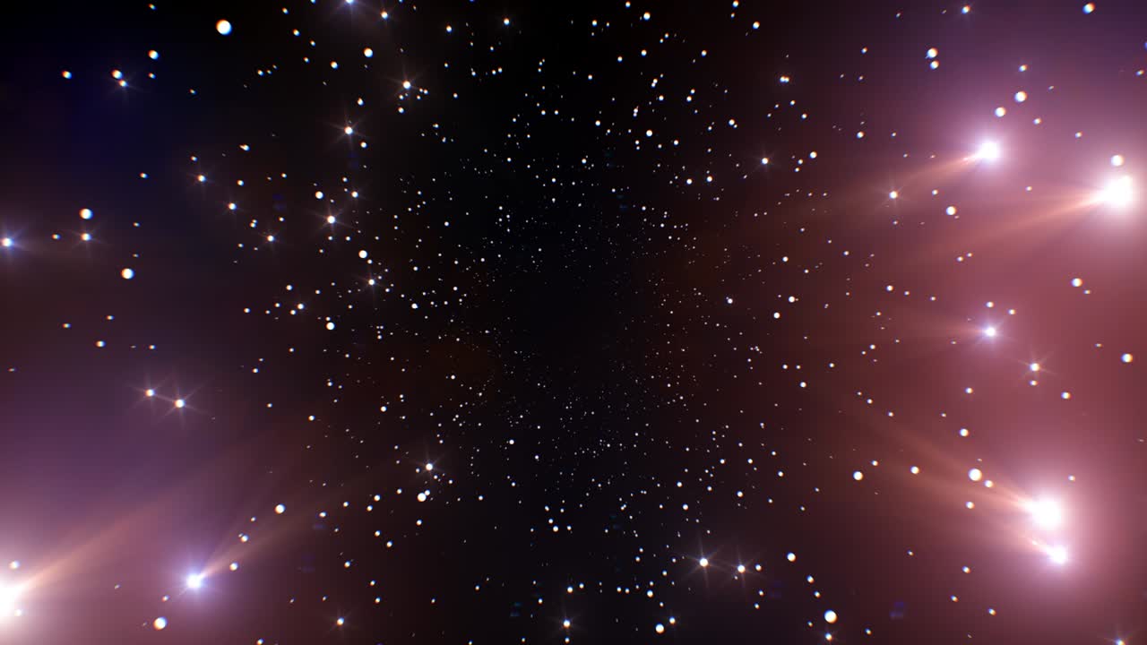 estrellas brillantes abstractas que brillan diseño de movimiento fondo sin costuras. efecto de llamaradas brillantes. animación en bucle 3d con partículas brillantes brillantes en el espacio.