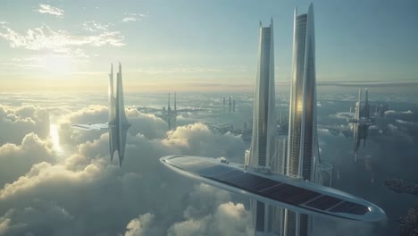 futuristic city above the clouds
