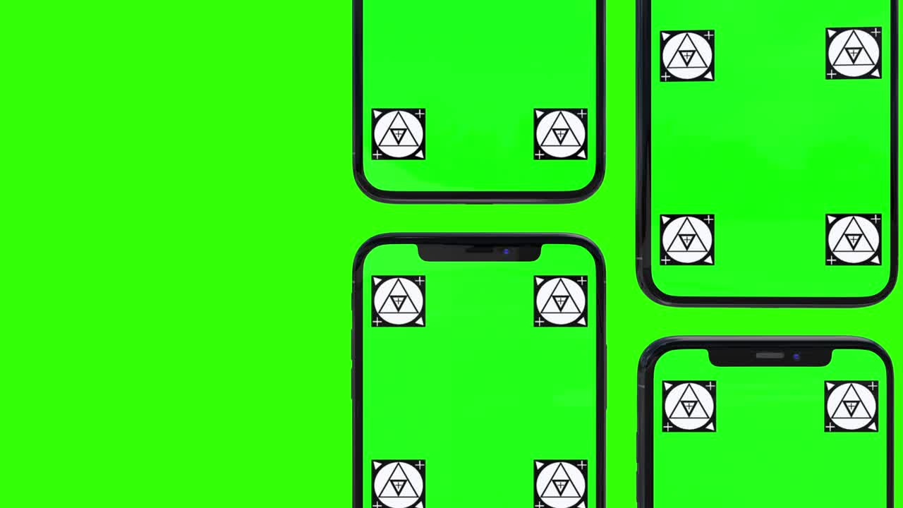 녹색 화면을 가진 고립된 스마트 폰