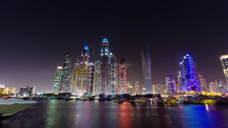 night illumination dubai marina palm panorama 4k time lapse united arab emirates
