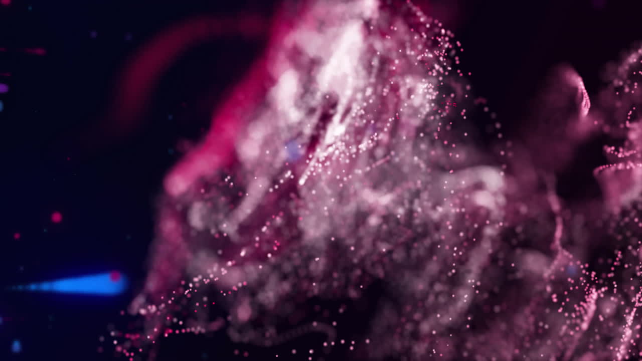 Animation of glowing pink mesh moving over dark background