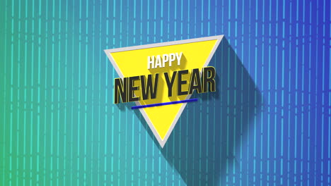 texto moderno feliz año nuevo en patrón geométrico de líneas azules