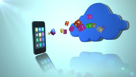 teléfono inteligente que se comunica con la nube