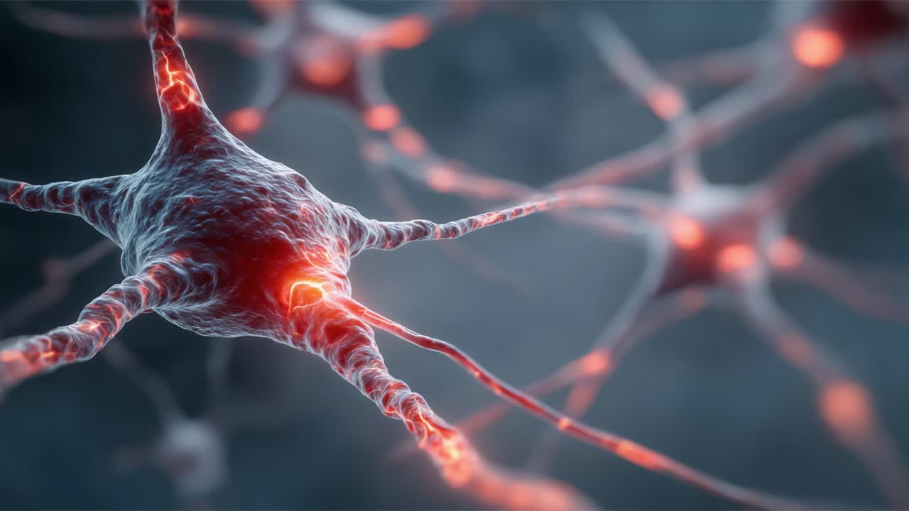 Detailed Close-up of Neurons Showcasing Interconnected Structures and Electric Signals in a Neural Network Environment, Illuminating the Complexities of Brain Functionality