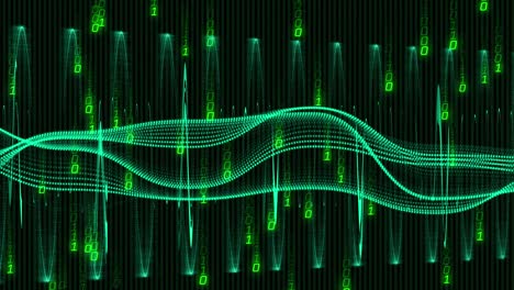 animación del procesamiento de datos sobre un fondo negro