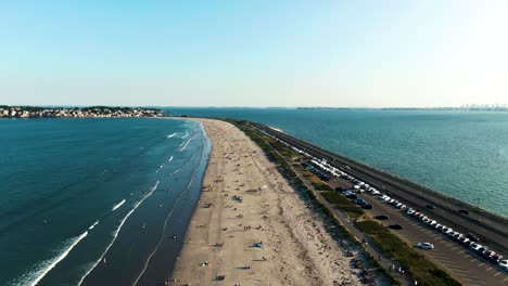 iconic beach of nahant near boston city, aerial view