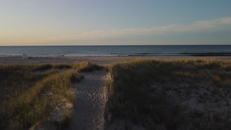 sunset aerial view of ponquogue beach long island new york