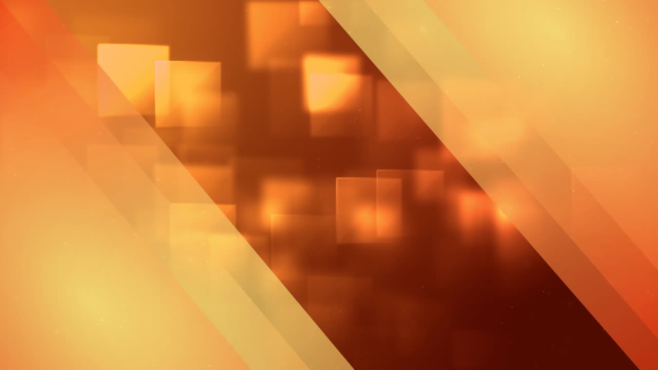 animación digital de múltiples formas cuadradas que se mueven contra un fondo naranja