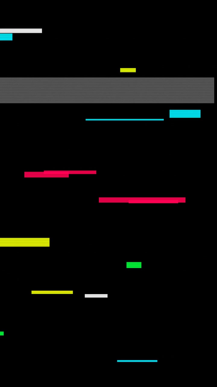 Efecto Glitch Digital con Barras Geométricas de Colores sobre Fondo Negro