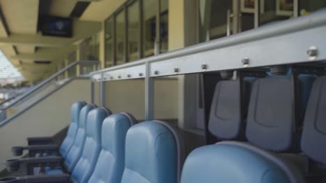 Blue-stadium-seats-in-Dodgers-stadium,-Los-Angeles