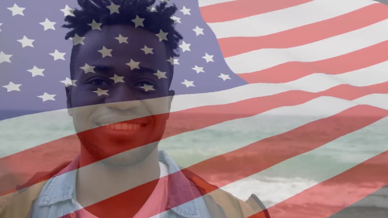 Ondeando la bandera americana