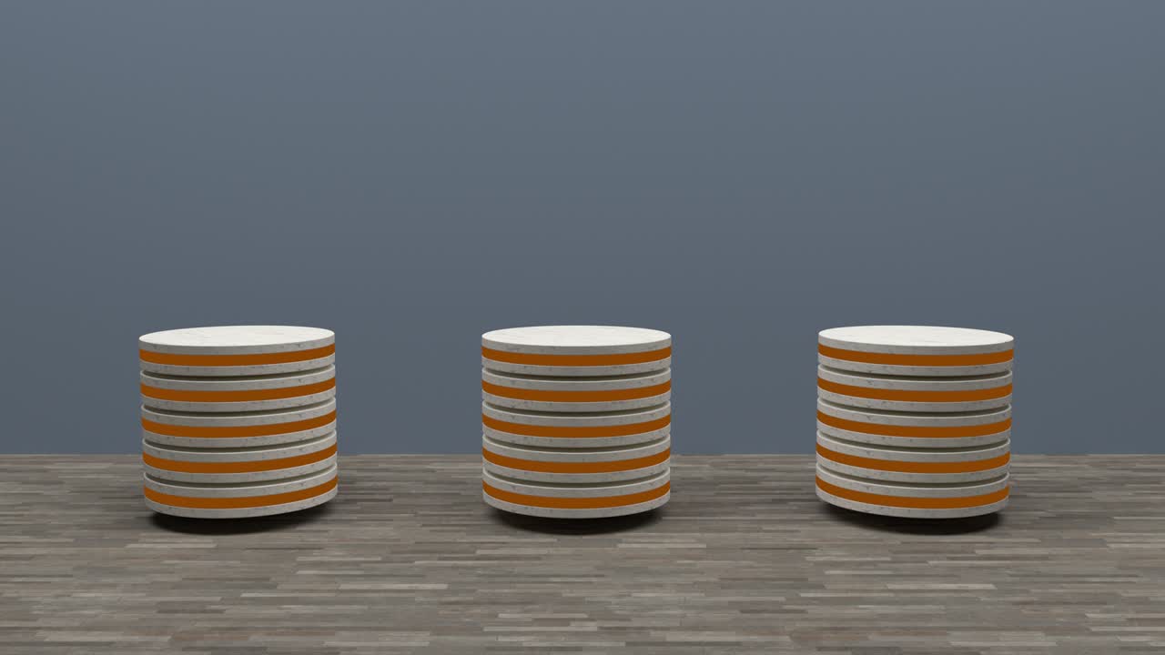 백색 대리석 제품 스탠드 미래주의 또는 포디움 피데스탈 빈 디스플레이에 회색 배경과 함께 박이는 빛을 성장. 3d 렌더링.