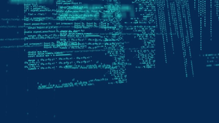 Animazione dell'elaborazione dati su sfondo blu navy