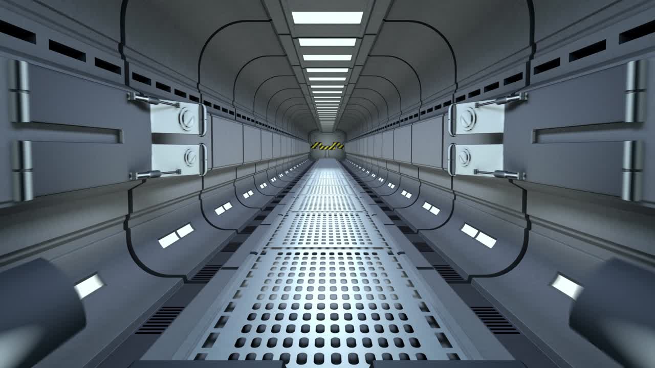 юпитер на заднем плане. камера вылетает из туннеля и летит в дверь космической станции, зеленый экран, 3d-анимация. текстура планеты была создана в графическом редакторе без фотографий и других изображений.