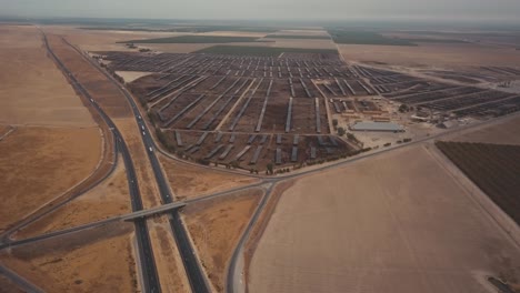 Aerial:-Huge-cattle-farm,-feedlot