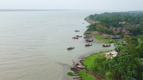 boats along the river shore