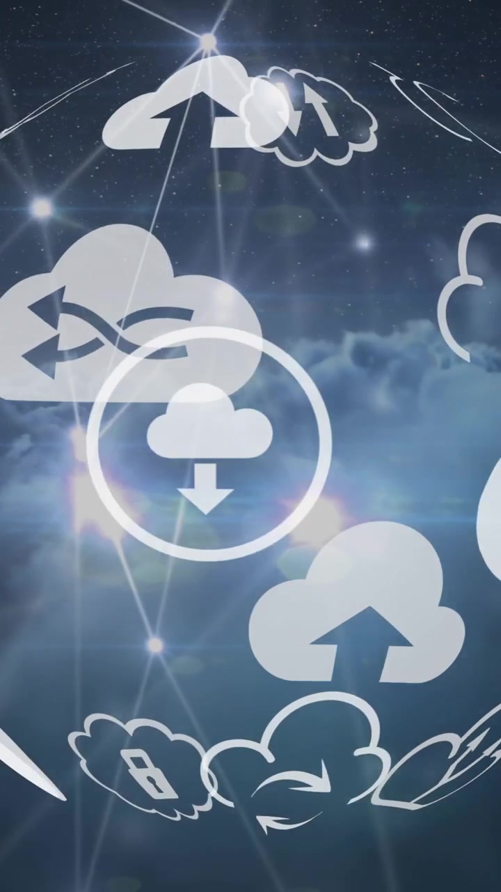 Different clouds icons and asymmetrical lines 4k