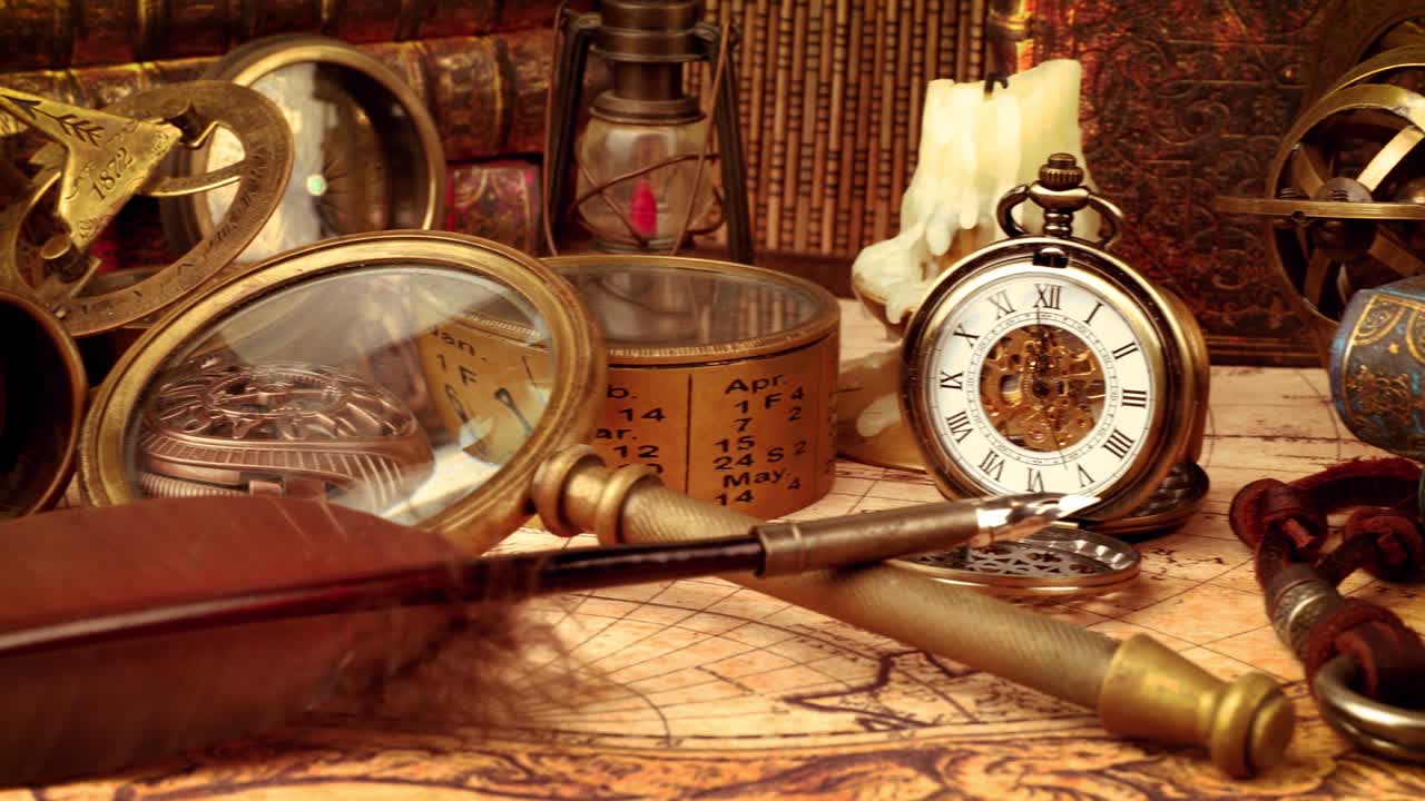 1565년의 오래된 지도에 그려진 빈티지 고정물입니다.