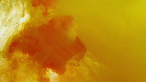 yellow and orange paint or dye dropped into water against white background to create swirling colourful smoke background 6