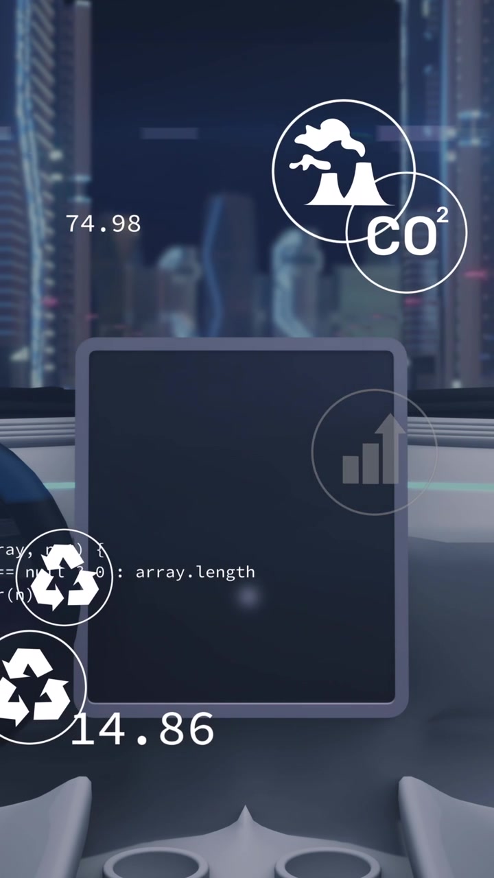 Animation of icons and data processing over car interior