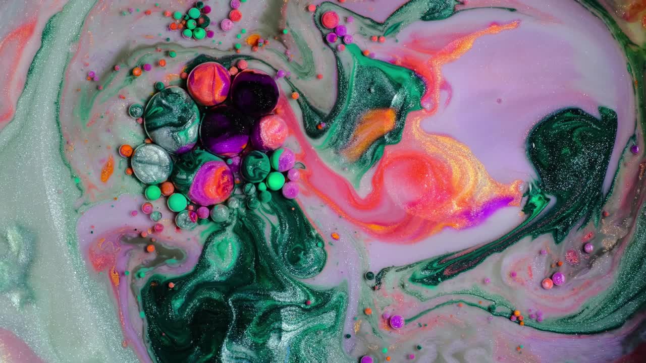 pintura colorida y burbujas fondo abstracto video 4k