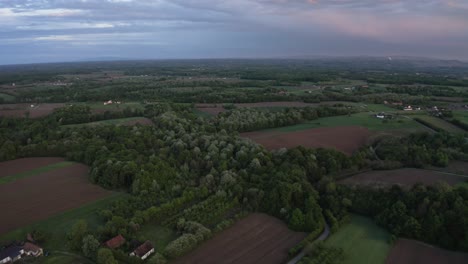 Beautiful-Sky-Filming-then-curving-the-camera-to-film-Amazing-forest-in-small-village-in-Bosnia-and-Herzegovina-in-Brcko-district