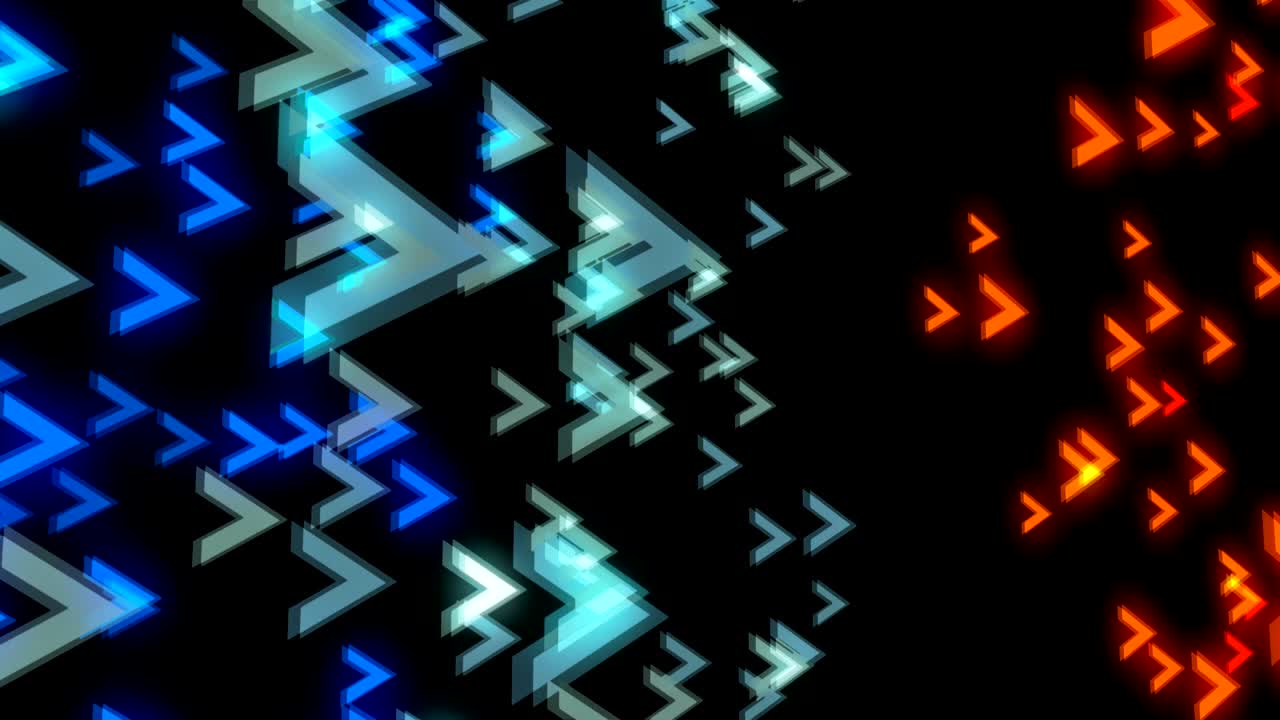 Abstract colorful arrows on black background. Digital backdrop