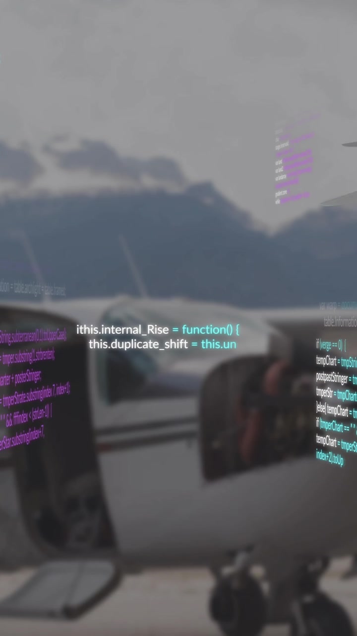 Animation of data processing over helicopter and mountain landscape
