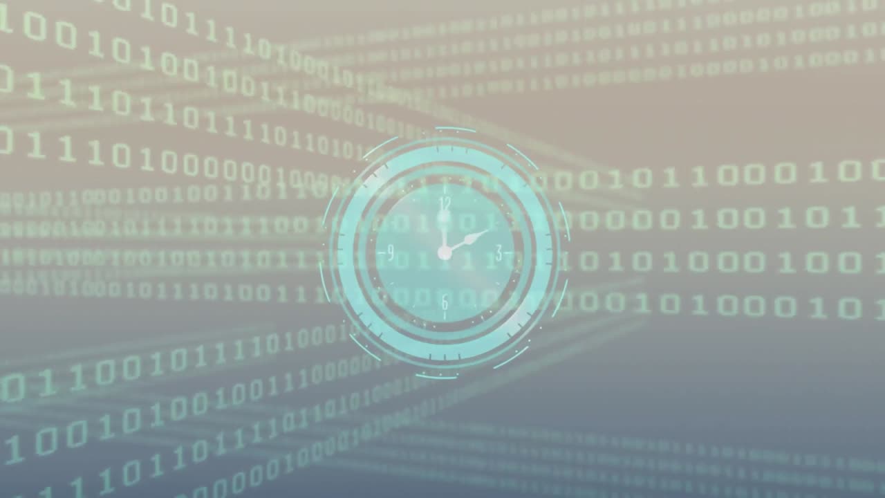 Animation of data processing over clock moving