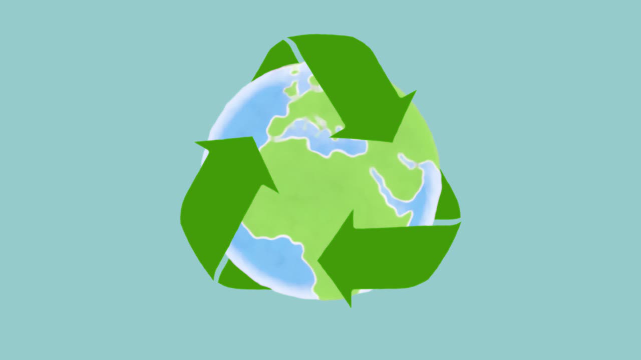 símbolo de reciclaje en el planeta tierra