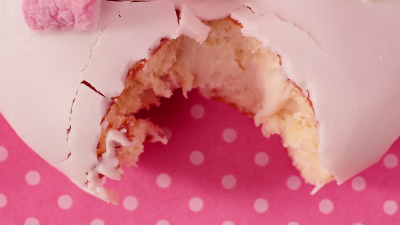 Bite-Sized Pink Glazed Donut with Marshmallows