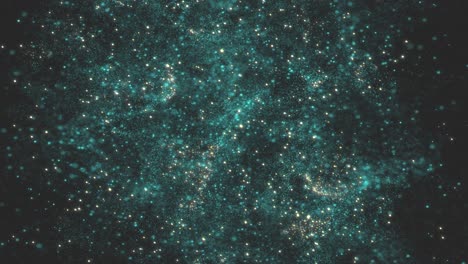 abstract background of blue spots moving in black studio. 3d animation