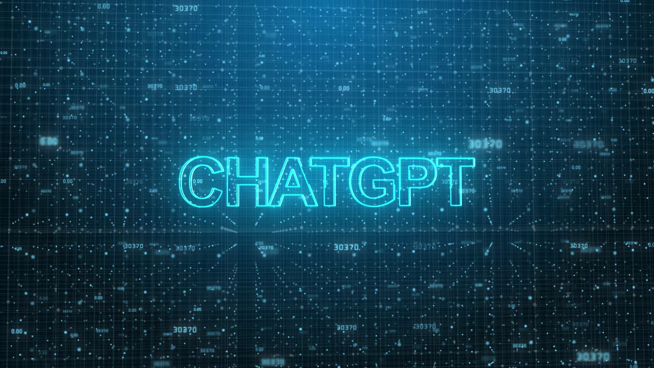 Testo CHATGPT che Appare su Rete di Dati Digitale Blu