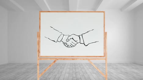 drawing of a handshake on a blank canvas